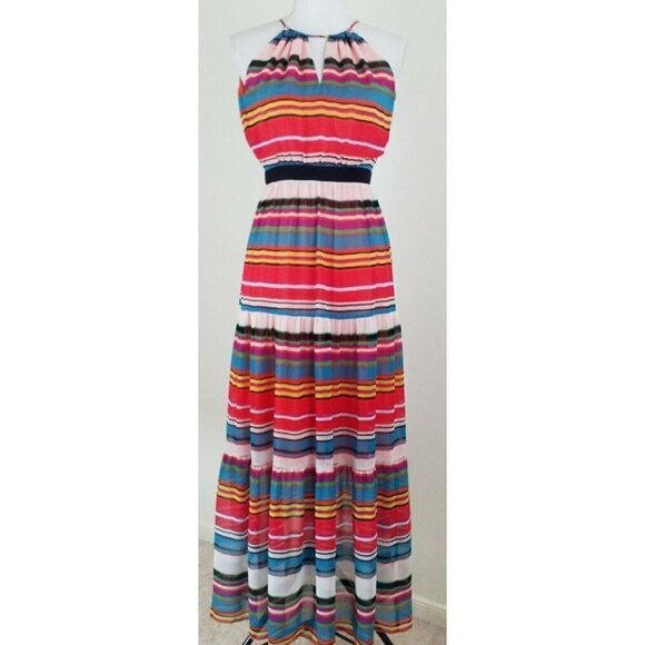 Max and Cleo~Women's Size XXS~Multi Color Striped Sleeveless Maxi Dress NWT $188 - Picture 1 of 7